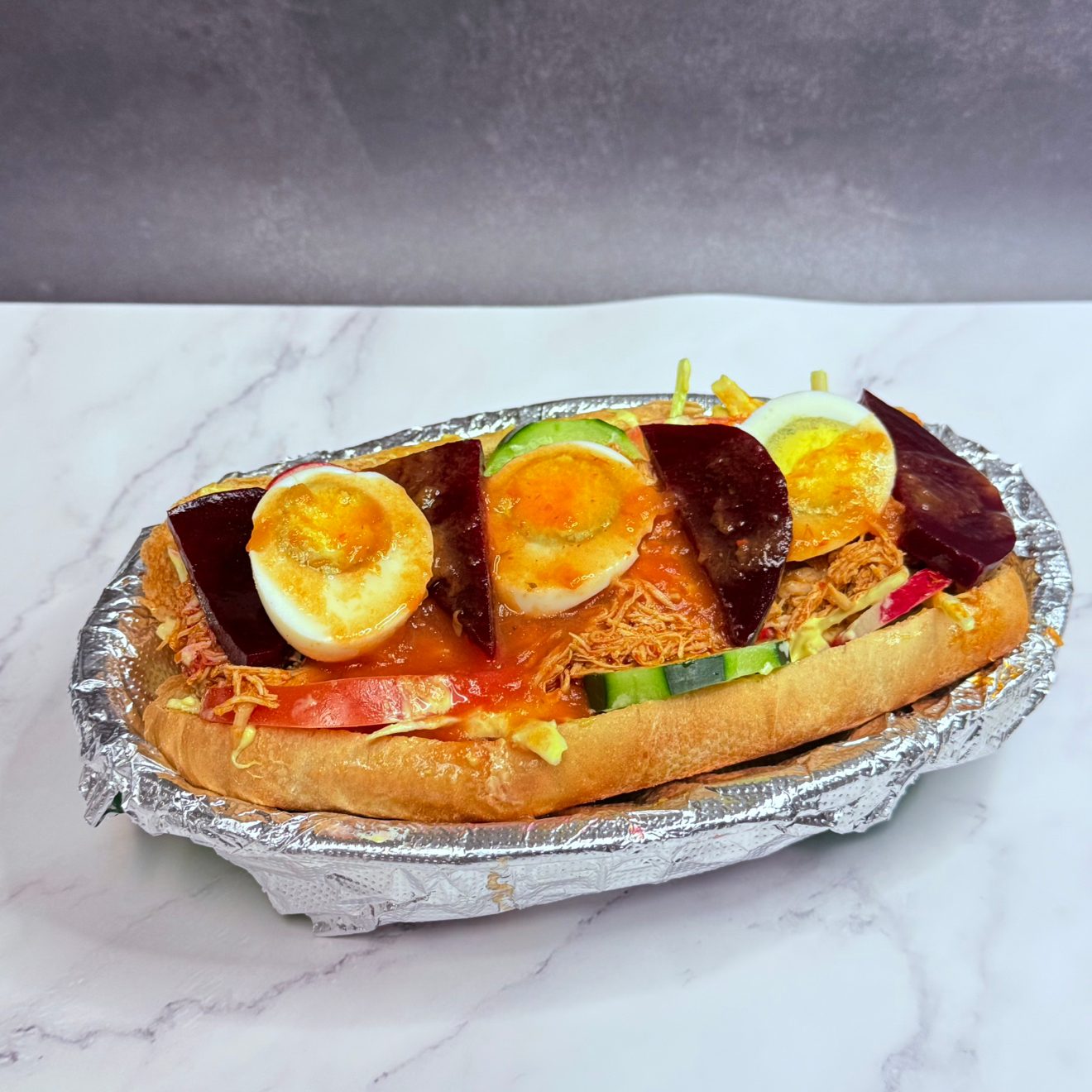 Pan Con Pollo Estilo Salvadoreno Sandwich.