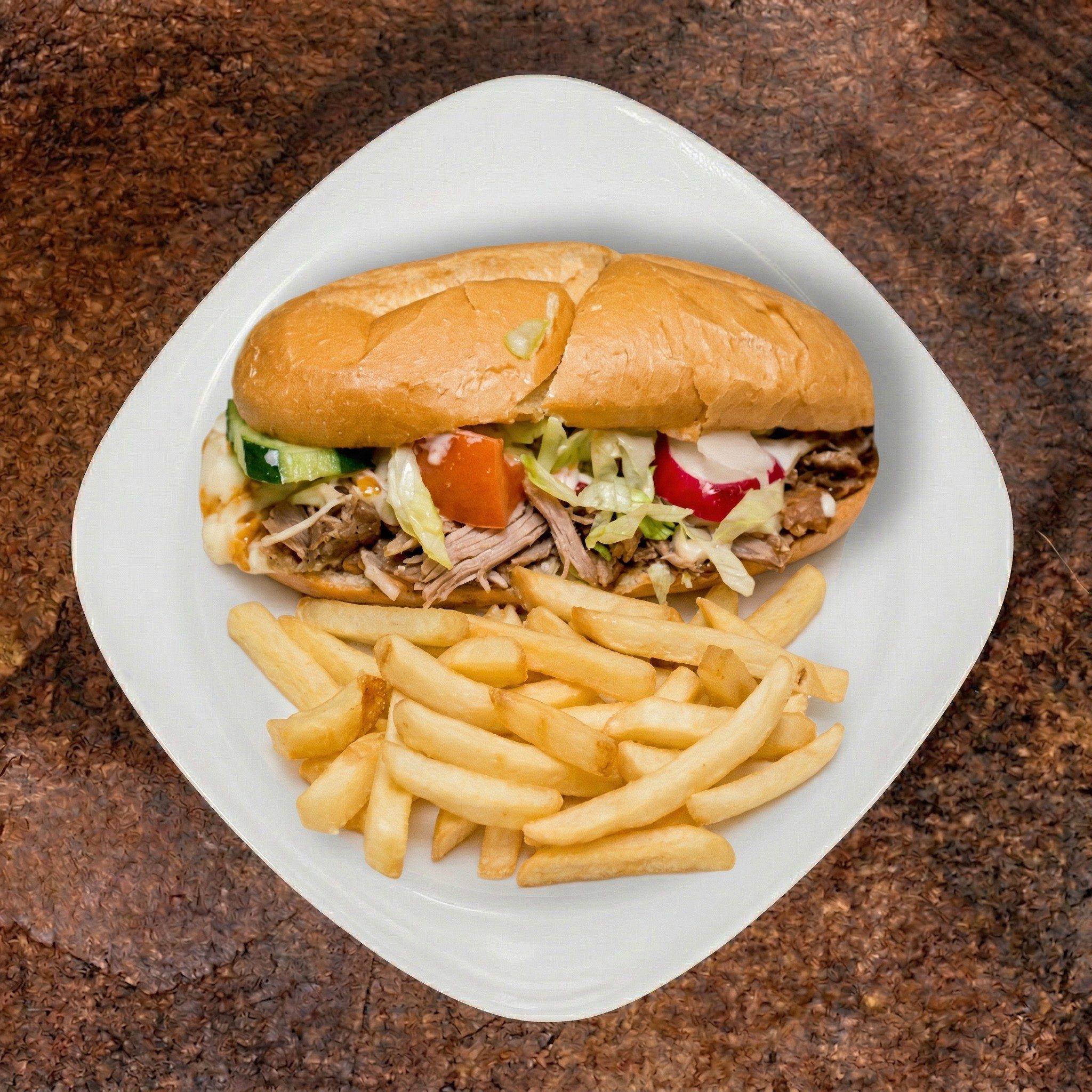 Steak and Cheese Sandwich.